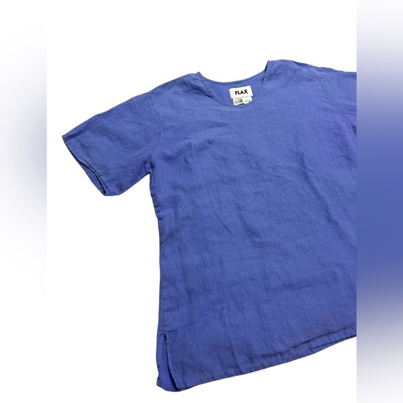 Women’s Flax Brand Linen Casual Top Periwinkle Size Large - Picture 2 of 7